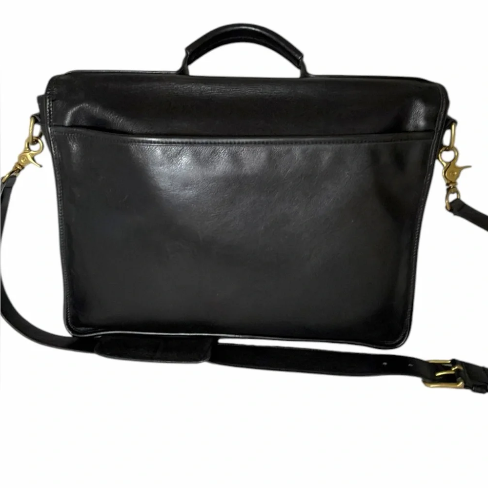 Coach Vintage Briefcase Bag 0514 Black Glove Tanned Leather Top Handle Crossbody